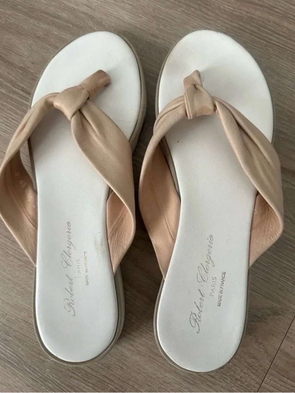 Robert Clergerie Paris Nude Beige Knotted Leather platform Sandals shoes 10 M